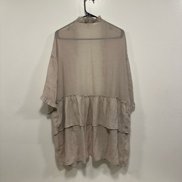 Anthropologie easel Taupe gray Ruffle Open-Front Kimono cardigan oversized small - Picture 5 of 7